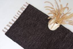 Runner Rug Brown 200 cm, Hallway Rug, Kitchen Bathroom Cotton Vrown Carpet, L??ufer-Teppich, Leather Tapis - thumbnail 1