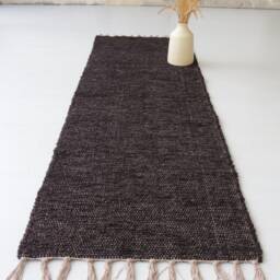 Runner Rug Brown 200 cm, Hallway Rug, Kitchen Bathroom Cotton Vrown Carpet, L??ufer-Teppich, Leather Tapis - thumbnail 2