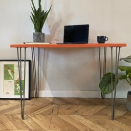 For??t Painted Top Ply Table Colourful Bright Funky Chic Industrial Hairpin Leg Desk Handcrafted With Solid Plywood - thumbnail 3