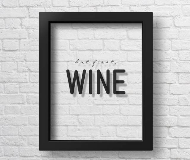 Transparent But First Wine Sign Print Kitchen Wall Art Winery Decor Alcohol Restaurant Poster Gift - image 1
