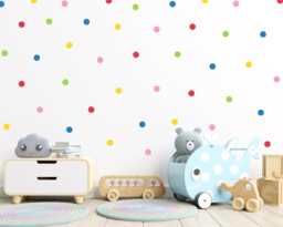 Polka Dot Wall Decals 250 Colorful Stickers, Kids Nursery Decor
