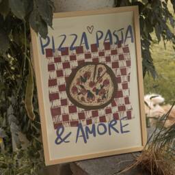 Poster Pizza, Pasta & Amore Illustration/Art Print Dolce Vita Italy, Kitchen, Food - thumbnail 3