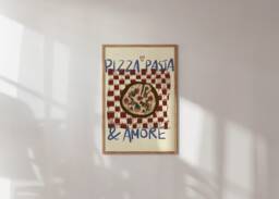 Poster Pizza, Pasta & Amore Illustration/Art Print Dolce Vita Italy, Kitchen, Food - thumbnail 1