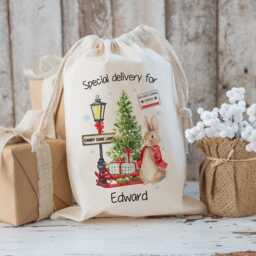 Large Santa Sack, Little Rabbit Christmas Sack For Kids, Personalised Toy Stocking Gift Bag - thumbnail 3