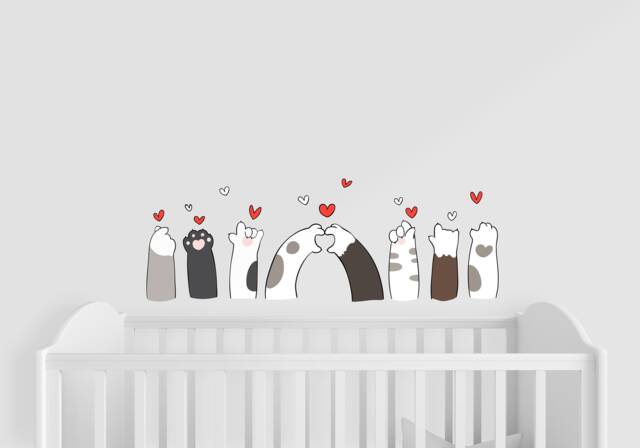 Cat Wall Art For Kids , Decal Cute Nursery Decor Baby Bedroom Sticker New Mom Gift Mum - image 1
