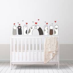 Cat Wall Art For Kids , Decal Cute Nursery Decor Baby Bedroom Sticker New Mom Gift Mum - thumbnail 2