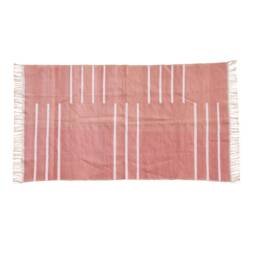 Handmade Cotton Dhurrie Rug Blush Pink Reversible Area Rug - thumbnail 1