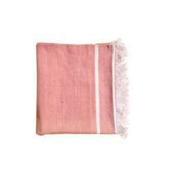 Handmade Cotton Dhurrie Rug Blush Pink Reversible Area Rug - thumbnail 3