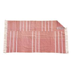 Handmade Cotton Dhurrie Rug Blush Pink Reversible Area Rug - thumbnail 2