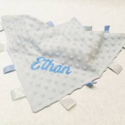 Personalised Ribbon Taggy Comforter, Baby Comfort Blanket, Newborn Shower Gift, Snuggle Blanket - thumbnail 3