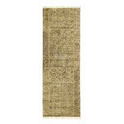 Handmade Indian Cotton Runner Rug Brown Block Print Kilim - thumbnail 3