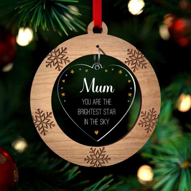 Christmas Memorial Bauble, Remembrance Decoration, Personalised Mum Dad Sister Husband Memorial, Any Name, With Red Bag - image 1