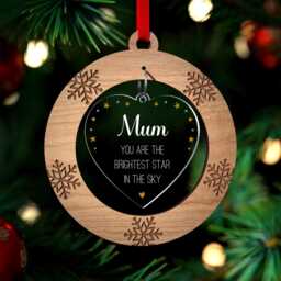 Christmas Memorial Bauble, Remembrance Decoration, Personalised Mum Dad Sister Husband Memorial, Any Name, With Red Bag - thumbnail 1