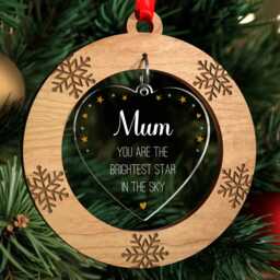 Christmas Memorial Bauble, Remembrance Decoration, Personalised Mum Dad Sister Husband Memorial, Any Name, With Red Bag - thumbnail 2