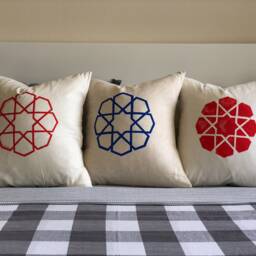 Pillow, Home Decor, Throw Pillows, Cushion Covers, Decorative Geometric Pattern, Chair Cushions, Arabesque, Hand Painting, Handmade - thumbnail 2