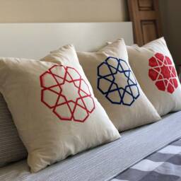 Pillow, Home Decor, Throw Pillows, Cushion Covers, Decorative Geometric Pattern, Chair Cushions, Arabesque, Hand Painting, Handmade - thumbnail 3