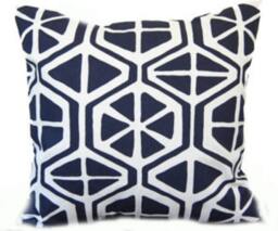 Modern Geo Pillow Cover - Navy Blue, Tangerine, Coastal Decor - thumbnail 1