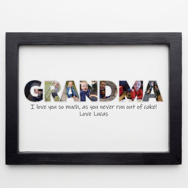 Personalised Photo Collage , Grandma Word Image Art, Family Framed Print, Wall Hanging Home D??cor - image 1