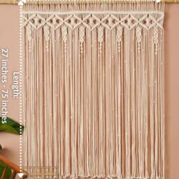 Macrame Curtain, Modern Wall Art, Door Window Macrame, Farmhouse Decor, Bedroom Valance, Bohemian Tapestry, Housewarming Gift C06 - thumbnail 3