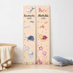 Personalized Sea Animal Growth Chart, Turtle, Personalized Christening Gift, Baby Wooden Chart For Children, Nursery