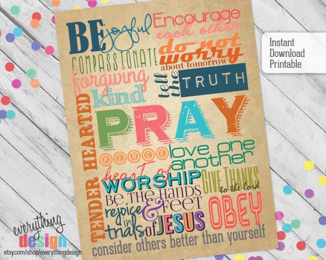 "Colorful Christian Family Rules Poster, 18""x24" - image 1