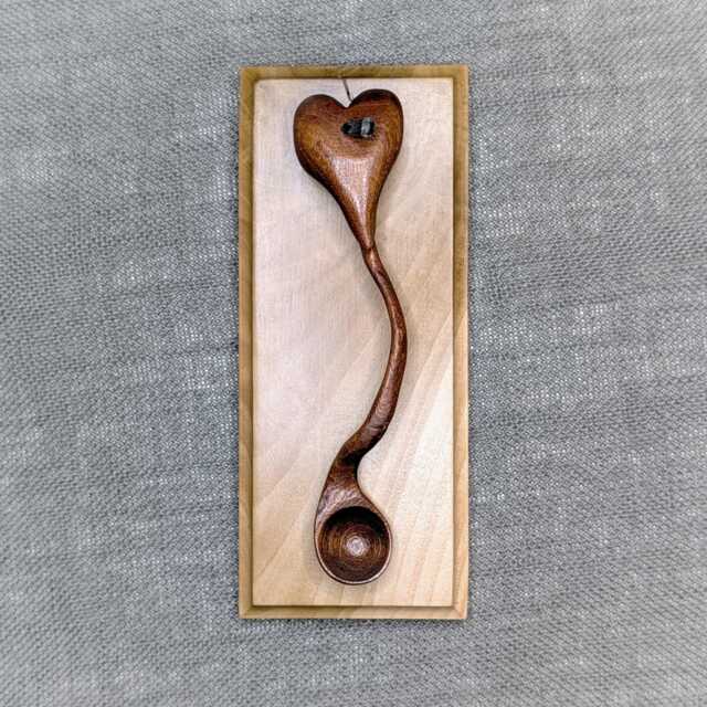Hand Carved Mahogany Lovespoon Sculpture - Heart & Nail Wall Art - image 1