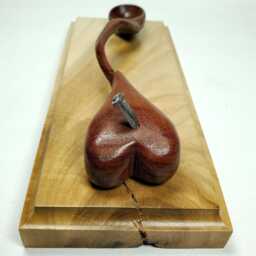 Hand Carved Mahogany Lovespoon Sculpture - Heart & Nail Wall Art - thumbnail 3