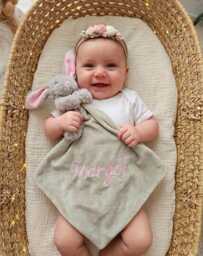 Personalised Embroidred Bunny Comforter Custom Baby Name Plush Lovey - thumbnail 1