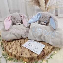 Personalised Embroidred Bunny Comforter Custom Baby Name Plush Lovey - thumbnail 2