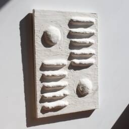 Japandi Wall Art For Textured Artwork Lover, Plaster Wabi Sabi Interior, White Boho Hanging, Abstract Relief Sculpture - thumbnail 2