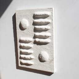 Japandi Wall Art For Textured Artwork Lover, Plaster Wabi Sabi Interior, White Boho Hanging, Abstract Relief Sculpture - thumbnail 3