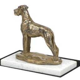 Great Dane Uncropped, Dog White Marble Base Statue, Limited Edition, Artdog. Made Of Cold Cast Bronze. Perfect Gift. Limited Edition - thumbnail 3