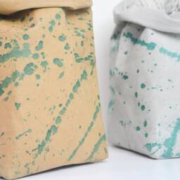 Hand Painted Splatter Paper Planter, Washable Bag, Nordic Style Eco Storage, Modern Storage Bathroom Organizer - thumbnail 2