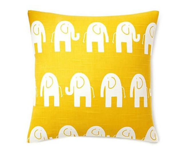 Yellow Ele - Decorative Pillow Cushion Cover Accent Throw Good Luck Elephant