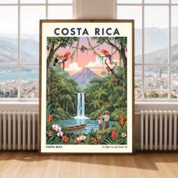 Costa Rica Nature Art Print - Vintage Tropical Landscape Poster Travel - thumbnail 2