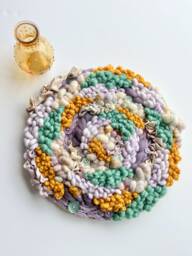 Retro Flower Garden 12-Inch Round Woven Wall Hanging - thumbnail 1