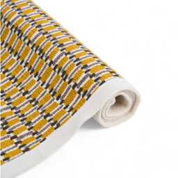 Cotton Rug, Mustard Weave Texture Print, 100% Cotton, Modern Retro Decor, Rugs, Sizes Available - thumbnail 2