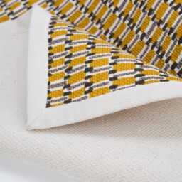 Cotton Rug, Mustard Weave Texture Print, 100% Cotton, Modern Retro Decor, Rugs, Sizes Available - thumbnail 3