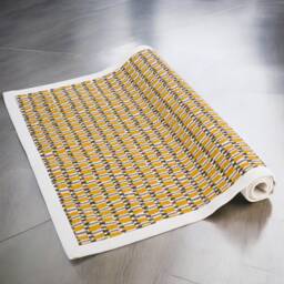 Cotton Rug, Mustard Weave Texture Print, 100% Cotton, Modern Retro Decor, Rugs, Sizes Available