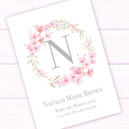 Gift For Baby Girl. Personalised Pretty Cherry Blossom Print With Name & Birth Details - thumbnail 3