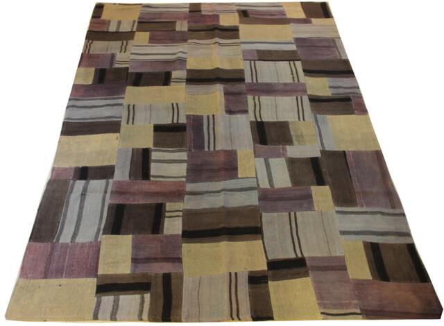 Purple Patchwork Kilim Rug, Bohemian Home Decor - 9.2x6.3 Ft - image 1