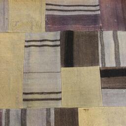 Purple Patchwork Kilim Rug, Bohemian Home Decor - 9.2x6.3 Ft - thumbnail 2