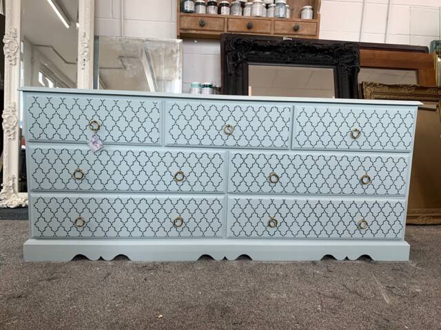 Large Chest Of Drawers Painted Bespoke Stencilled - image 1