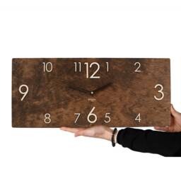 Rectangular Wooden Clock For Wall 12x4 Inches Rustic Farmhouse Decor Housewarming Gift Rectangle Design Unusual Unique Industrial Decoration - thumbnail 3