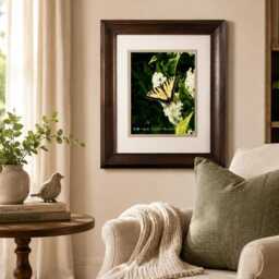 Framed Yellow Butterfly Wall Art, Secret Paradise Garden Photography Print, Lover Gift - thumbnail 2