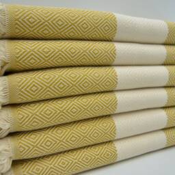 "Gold Yellow Towel, Diamond Towel, Peshtemal, Pool Peshtemal, Cotton Peshtemal, Turkish Towel 40""x70" - thumbnail 3