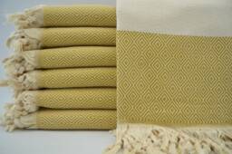 "Gold Yellow Towel, Diamond Towel, Peshtemal, Pool Peshtemal, Cotton Peshtemal, Turkish Towel 40""x70" - thumbnail 1