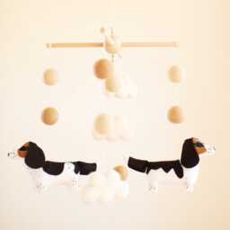 Handmade Basset Hound Baby Mobile Wool Felt Nursery Decor - thumbnail 3