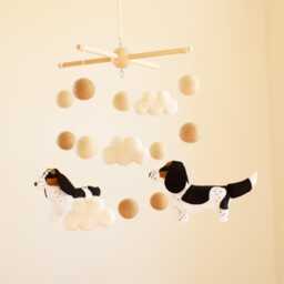 Handmade Basset Hound Baby Mobile Wool Felt Nursery Decor - thumbnail 4