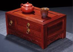 Cupboard with Shelves For Tea, Compact Organizer Drawers Chinese Teaware & Yixing Tea Pots - Alder 36.5cm 24.5cm 17cm